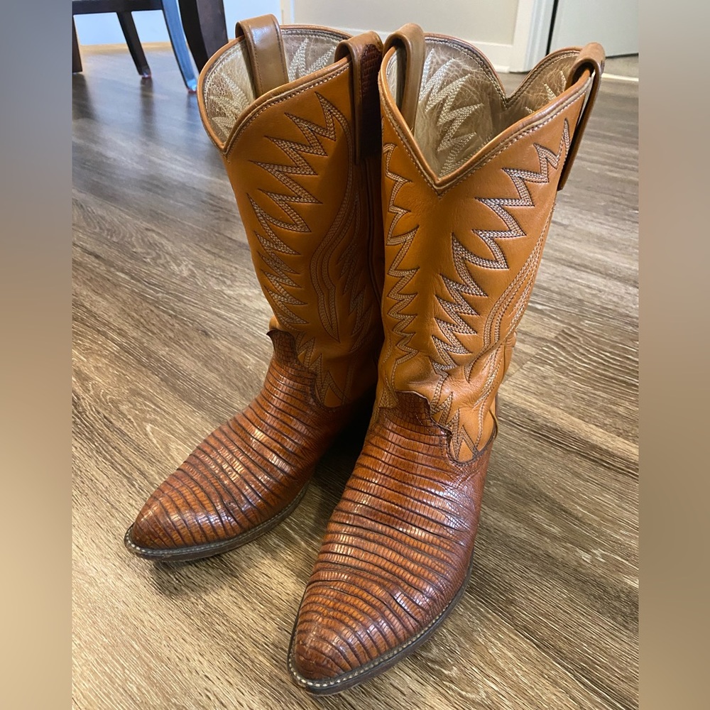 Mens Vintage Cowboy Lizard Skin Boots